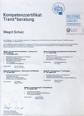 Kompetenzzertifikat Trans*Beratung